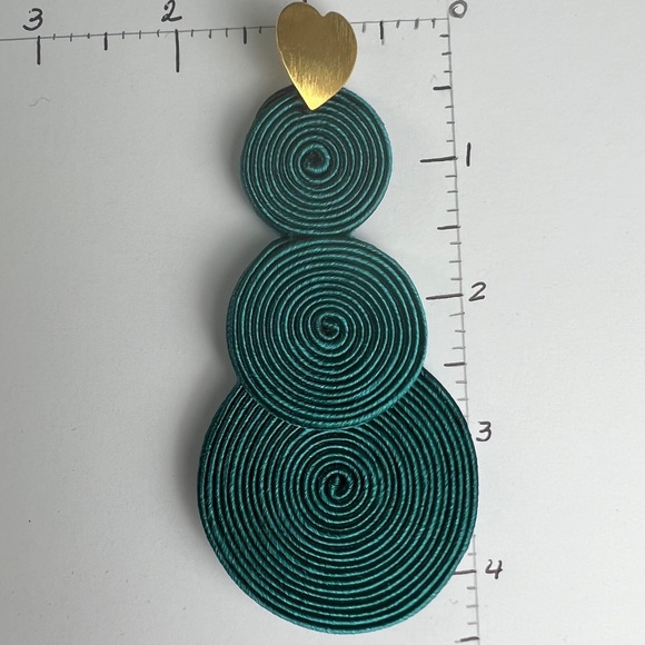 Oversized Emerald Green Statement Soutache Earrings - Large Elegant Earrings - Picture 4 of 6